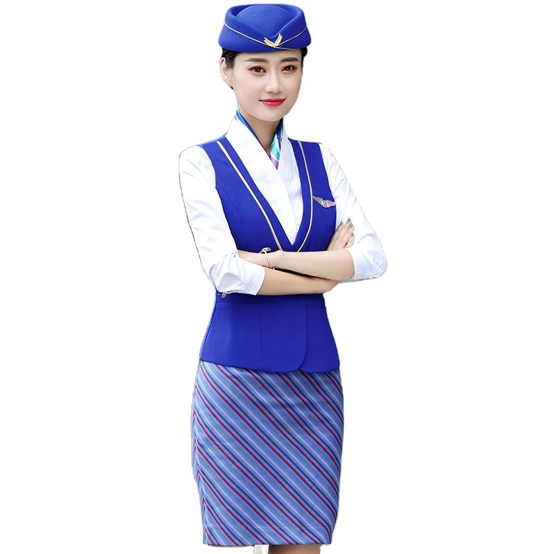 Unisex Autumn Business Wear Women's Suit Fashion Vest Skirt Hotel Beauty Salon High-Speed Rail Flight Attendant Airline Uniform