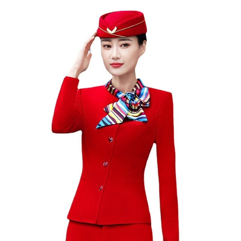 Stewardess Uniform Female Business Suit for Autumn Winter for Hotel Front Desk Waiters Beauty Salon Overalls Airline Uniforms