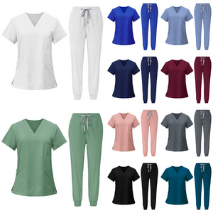 OEM CustomLOGO RTS Private Label Work Stretch Nonwoven Fabric Nurse Tops Sets Medical Men Women Hospital Nursing Scrubs Uniforms