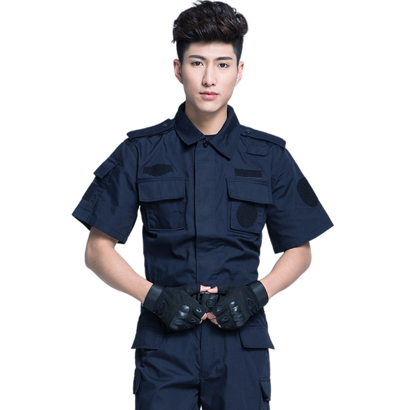 Wholesale OME Double Safe Custom Mesh and Cotton Short Sleeve Black Private Suit Shirt Security Clothing Security Guard Uniforms