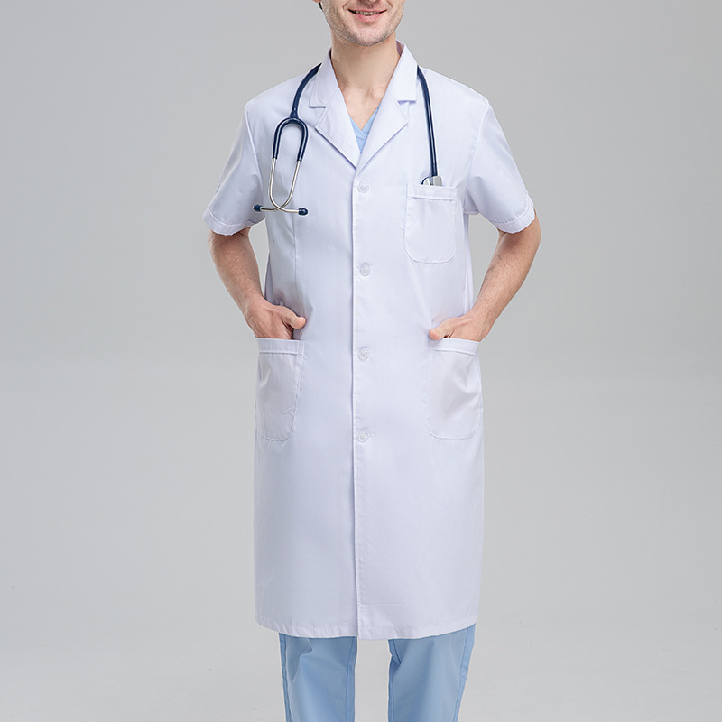 Doctor Uniforms Short Sleeved Medical Nursing Scrubs Uniform Clinic Scrub Sets Short Sleeve Tops Pants Lab Coat White Uniform