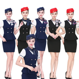 Summer New Slim Sexy Pedicure Parlor Uniform Foot Spa Sauna Beauty Therapist Attire Resembling Flight Attire Airline Uniforms