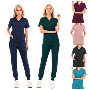 Jinteng Custom Logo Hospital Uniforms Oem Short Sleeve Tops Medical Hospital Nursing Scrub Uniforms Men Women Nurse Scrubs Set