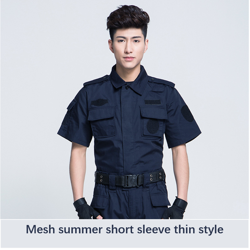 Wholesale OME Double Safe Custom Mesh and Cotton Short Sleeve Black Private Suit Shirt Security Clothing Security Guard Uniforms