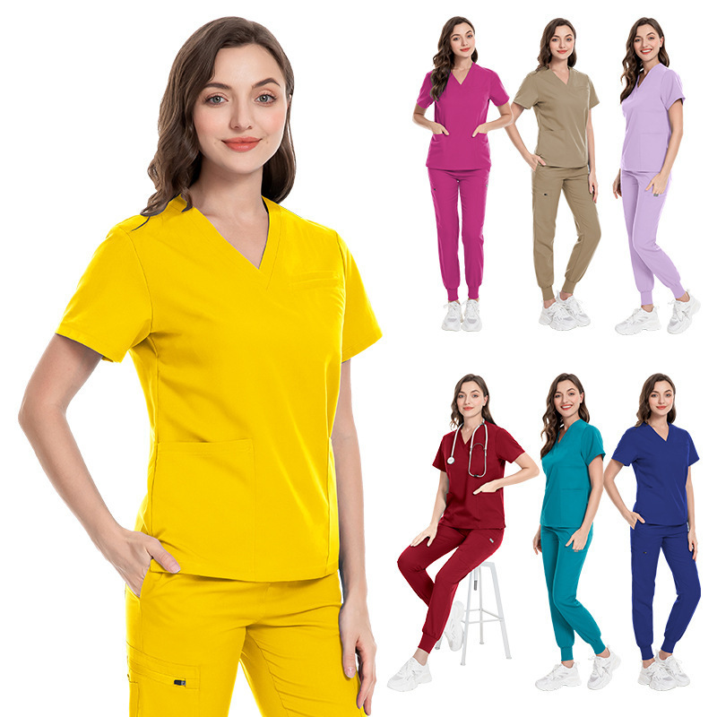 High Quality  Anti Wrinkle Soft Fabric rayon spandex Nurse Hospital Uniform Medical clothes Women and men Scrubs top Scrubs Sets