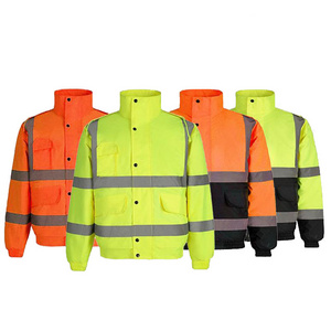 Hi vis construction long sleeve workwear reflective high visibility safety work clothing unisex winter waterproof fleece jacket