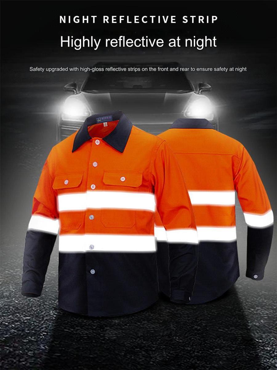 Jinteng Hivis Workwear Construction Clothing Lighted High Vis Orange Safety Long Sleeve Polo Shirts For Men Women Workers