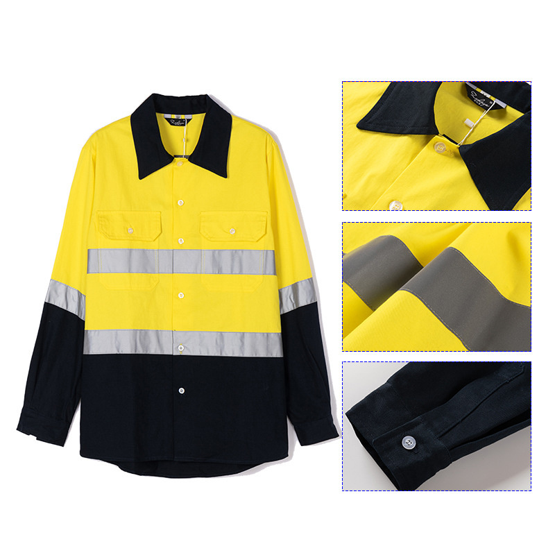 Jinteng Hivis Workwear Construction Clothing Lighted High Vis Orange Safety Long Sleeve Polo Shirts For Men Women Workers