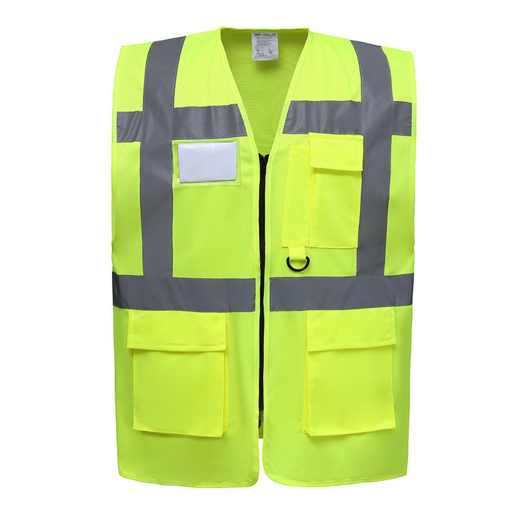 Hi vis 100 polyester workwear Breathable Fluorescent Mesh Reflective Safety Clothing Ansi Class 2 High Visibility Tactical Vest