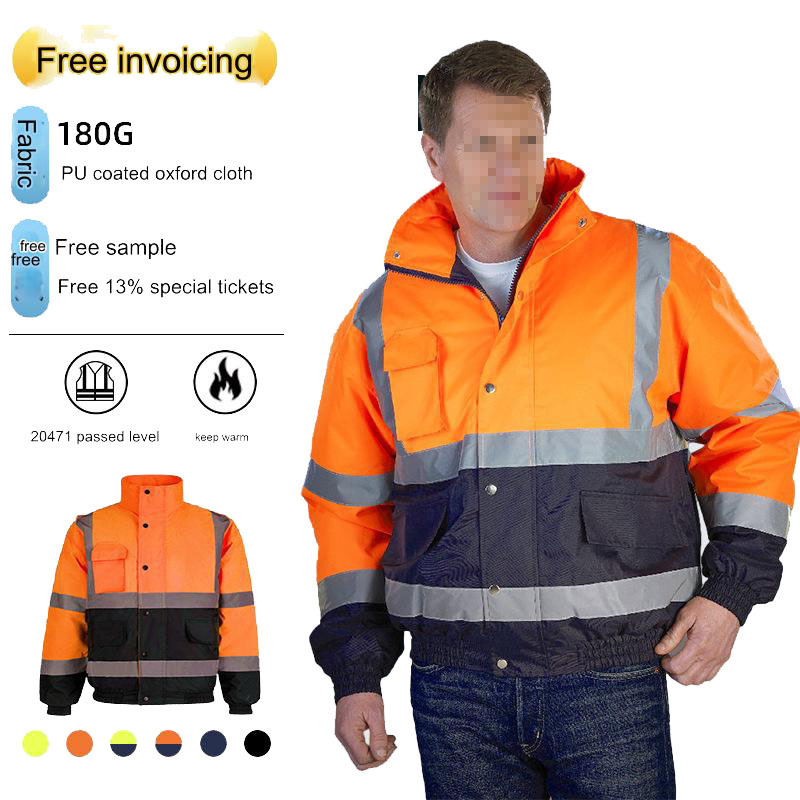 Hi vis construction long sleeve workwear reflective high visibility safety work clothing unisex winter waterproof fleece jacket