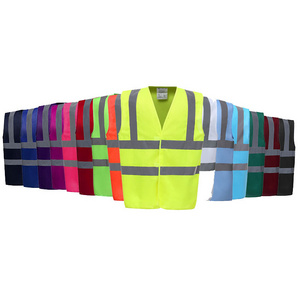 Hight Visibility polyester workwear Breathable Fluorescent Mesh Adjustable Reflective Safety Clothing Work Jacket Security Vest