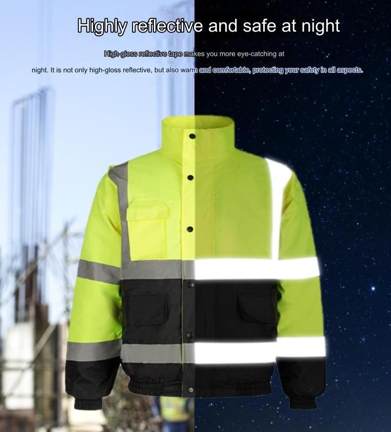 Hi vis construction long sleeve workwear reflective high visibility safety work clothing unisex winter waterproof fleece jacket