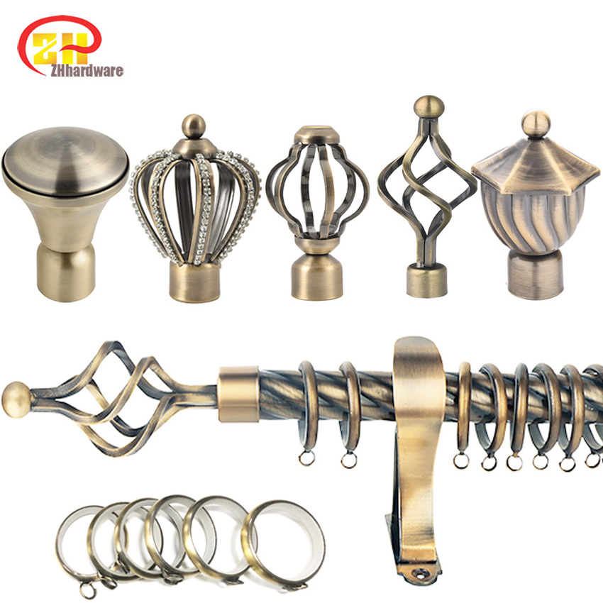 2023 high quality Wholesale Metal Shower gold Curtain Rings Hooks for Bathroom Shower curtain end rod