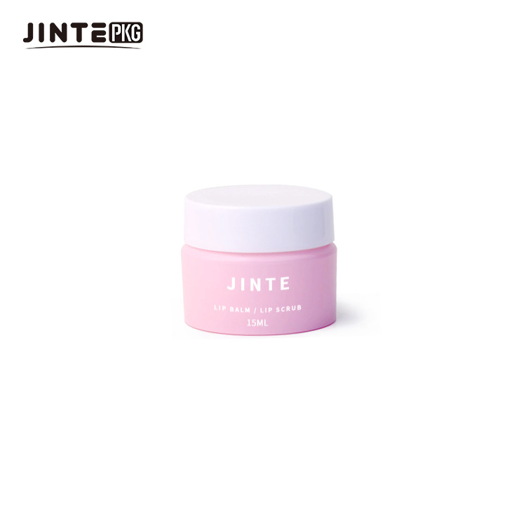 Cute Pink Cosmetic Plastic PP Double Wall Jar With White Lid For Lip Scrub Balm Container 0.5oz