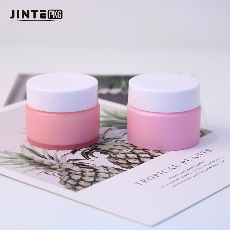 Cute Pink Cosmetic Plastic PP Double Wall Jar With White Lid For Lip Scrub Balm Container 0.5oz