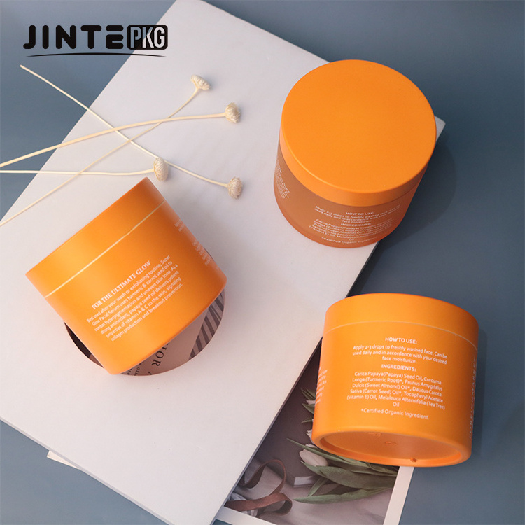 Wholesale Luxury PETG Plastic Cosmetics Packaging 5oz 6oz 8oz 250ml Frost Orange Body Butter Jar With Matte Lids for Body Scrub