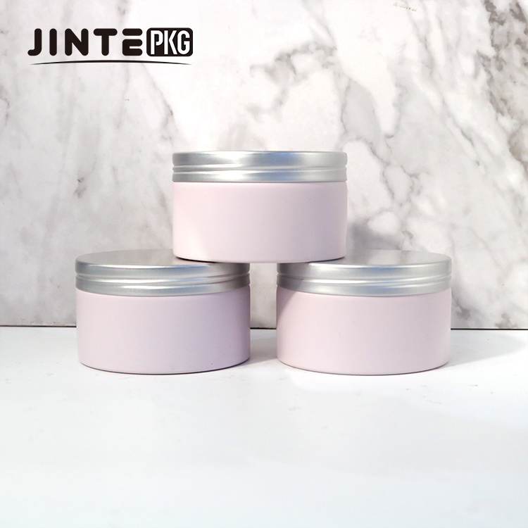 200g Pink Metal Tins Candle Tins Round Containers with Screw-On Lids for Party Favors Candle Making Spices Gifts