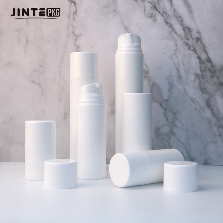 Ready To Ship White PP Plastic Airless Pump Bottle For Cosmetic Packaging Skincare Cream Lotion