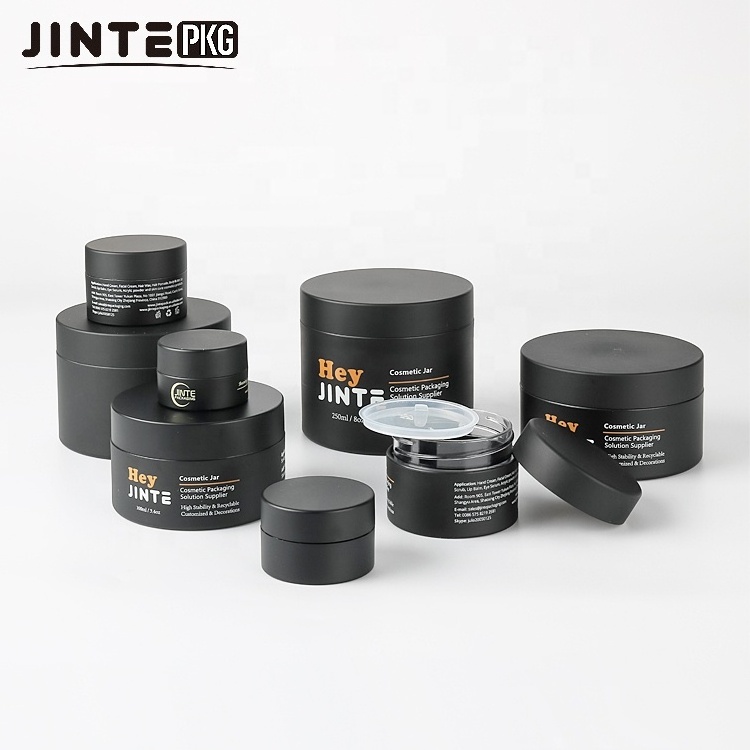 4oz Empty Cosmetic Packaging Matte Black PETG Plastic Jars for Shaving Cream 100ml Skin Care Cosmetic Jars with Screw Lid