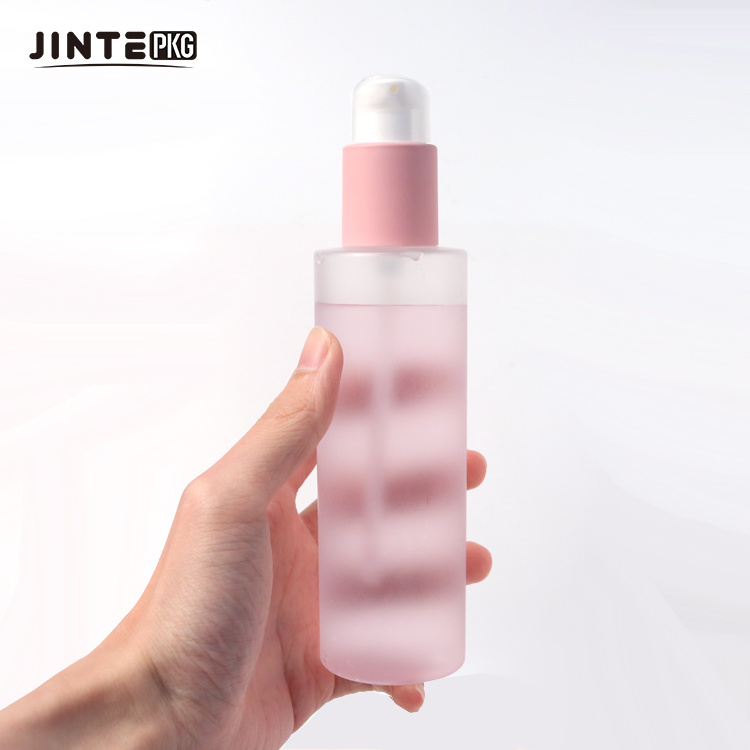 Custom Pink Cosmetic Packaging Plastic Pump Bottle And Jar With Lid For Skincare Cream Lotion