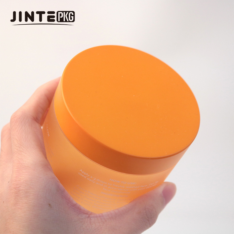 Wholesale Luxury PETG Plastic Cosmetics Packaging 5oz 6oz 8oz 250ml Frost Orange Body Butter Jar With Matte Lids for Body Scrub