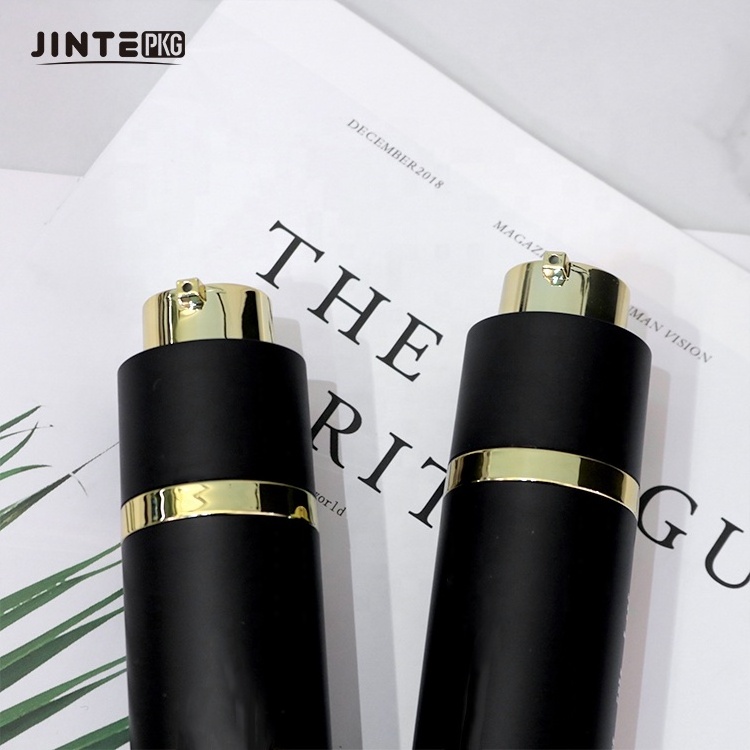 30ml 50ml Matte Black Body with Gold Pump Airless Cream Liquid Bottle Vacuum Press Bottle Airless Pump Lotion Bottle