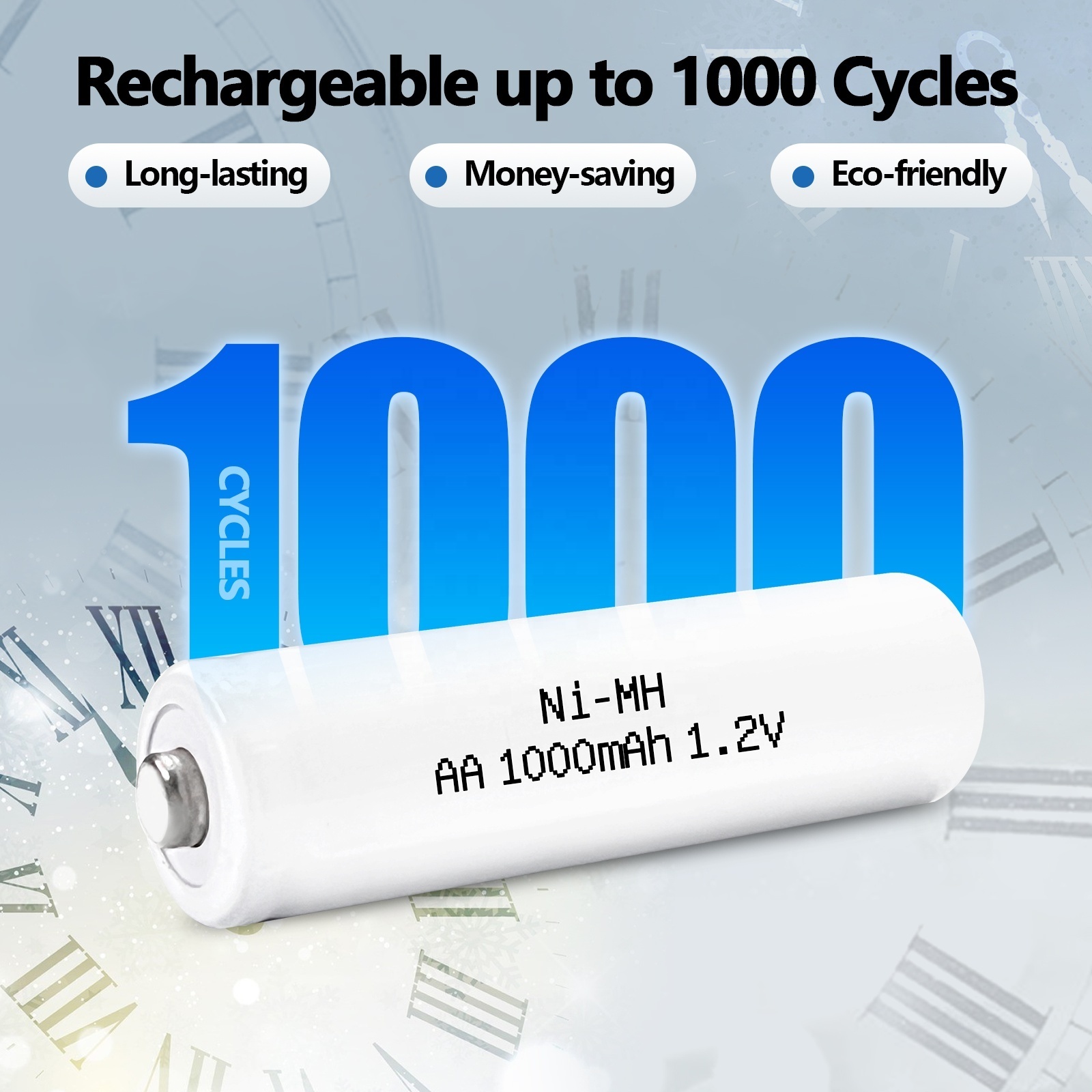 JINTION NIMH AA 1000MAH 1.2V nimh rechargeable battery ni-mh battery battery aa rechargeable for SOLAR LIGHT