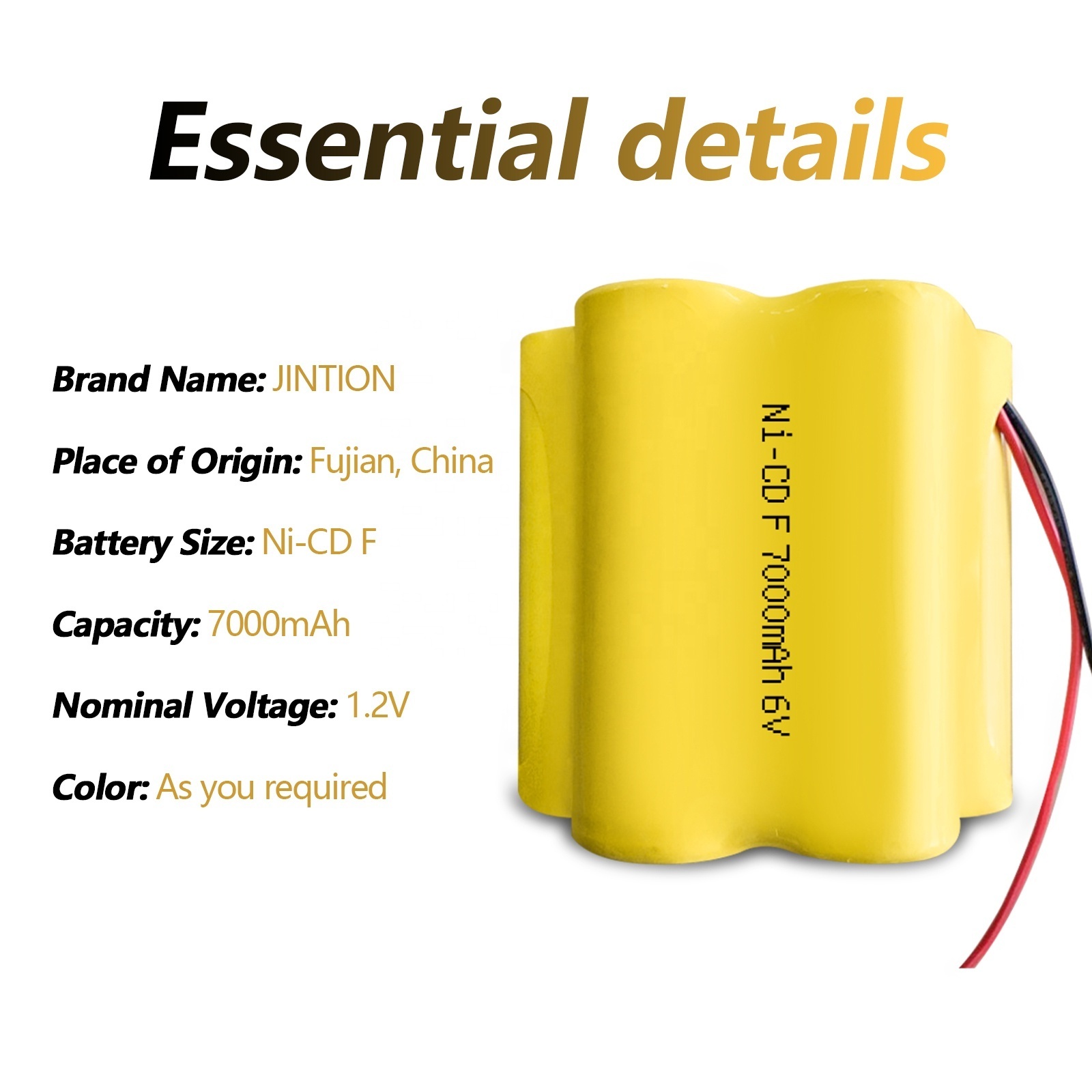 JINTION 6V Ni-Cd F Size 7000mAh Rechargeable battery pack nickel cadmium battery ni-cd battery for Backup power