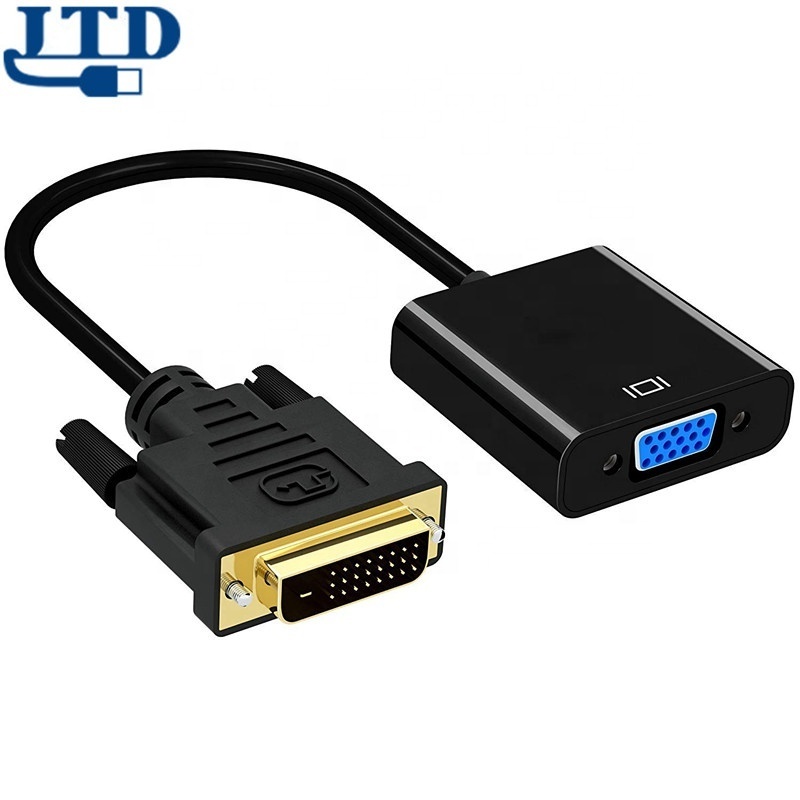 DVI 24+1 Pin Dual Link to VGA 15Pin Active Cable Adapter vga2dvi converter DVI to VGA Data line Computer monitor butt joint