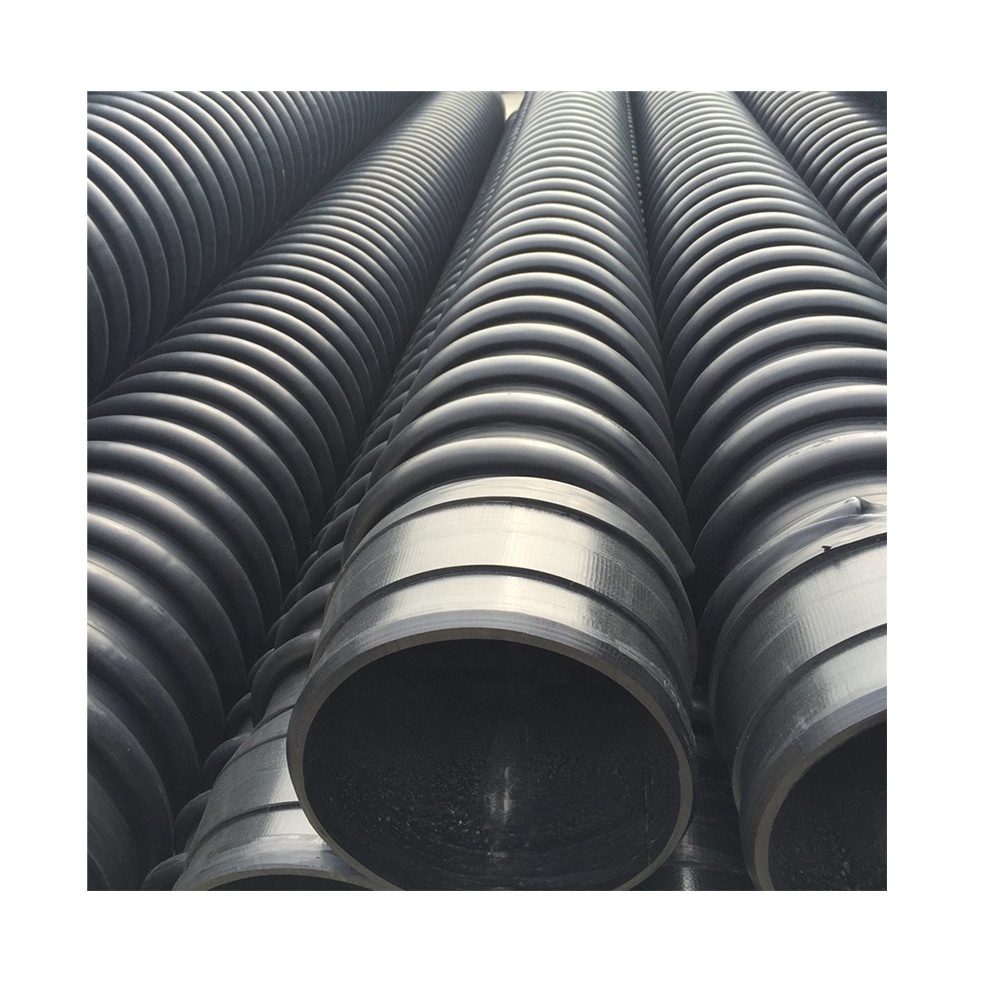 12 inch black corrugated double wall plastic culvert pipe for drain/HDPE double wall pipe/100 corrugated pipe