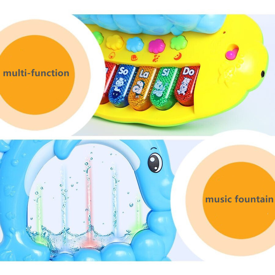 Jinming kids multifunction musical instrument piano toy dolphin spraying electronic keyboard toy