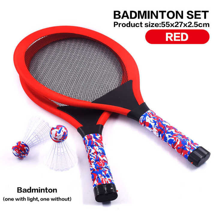 Jinming Children Outdoor Beach Sports Games Tennis Racket and Balls Set Flash Light Up Kids Luminous Badminton Racquet