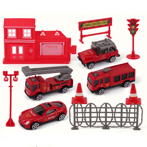 Jinming Kids play die cast vehicles metal toy cars set alloy free wheel mini fire truck set toy