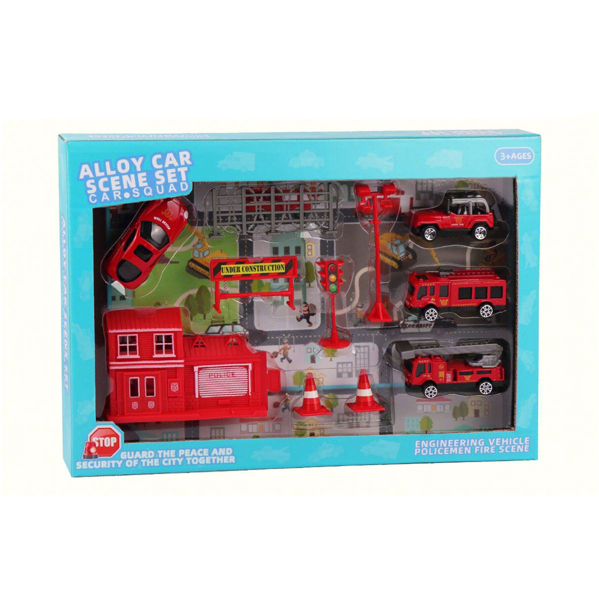 Jinming Kids play die cast vehicles metal toy cars set alloy free wheel mini fire truck set toy