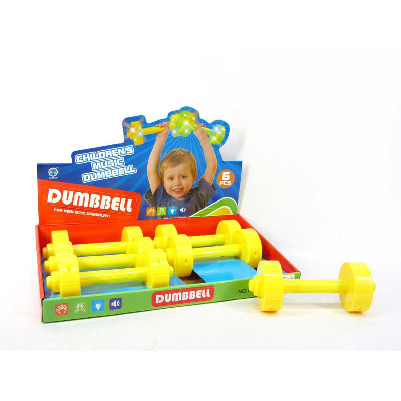 Children sports toy plastic musical dumbbell toy with light dumbbell sets for kids