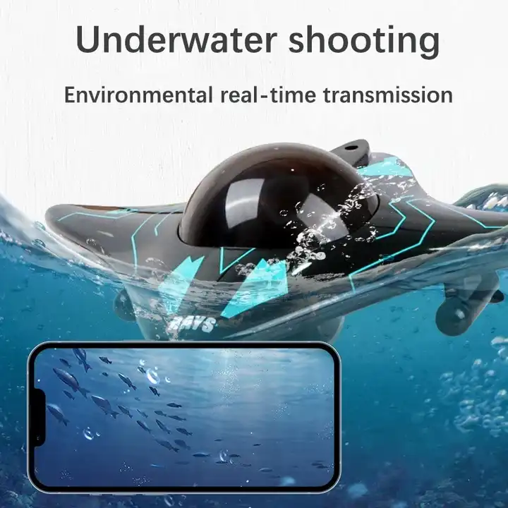 Jinming Kids 2.4G 6CH Wireless Boat Submarine Toy with Camera Underwater Remote Control Wifi Remote Control Boats Toys