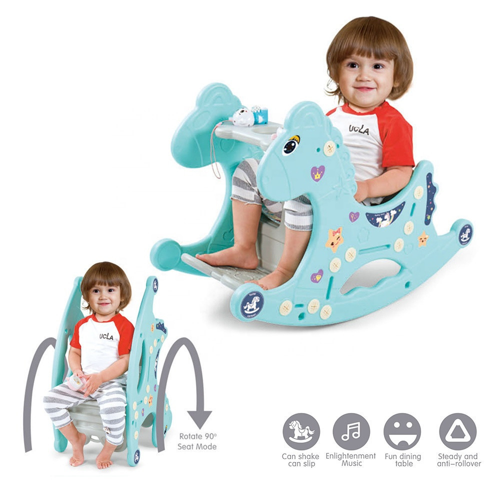 Kids Multifunctional Children Indoor Cartoons Toys Baby 3 in 1 Plastic Rocking Horse