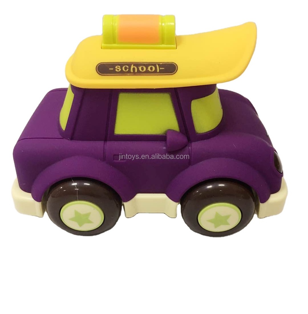 Jinming Hot Selling Children's Electric Toy Car Universal Light Music Cartoon School Bus Toy For Kids