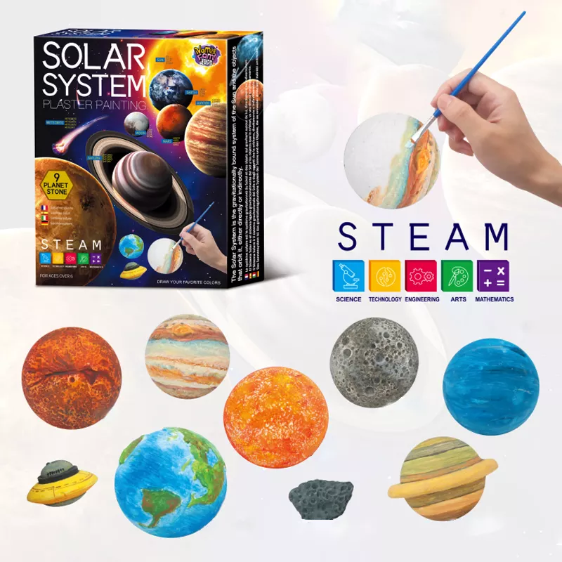 Wholesale Educational DIY Color Painting Toy Plaster Game Solar System Model Mould and Paint Craft Kit for Kids