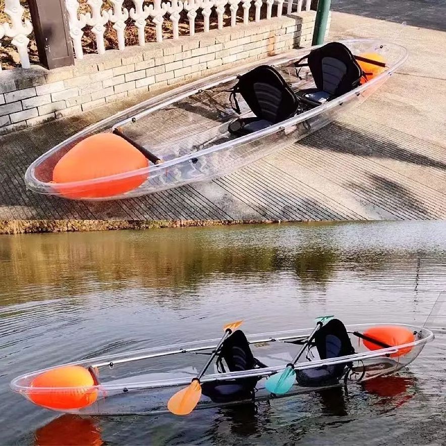 2024 Popular PC transparent boat canoe double kayak multi-person water canoe transparent boat clear kayak 2 person