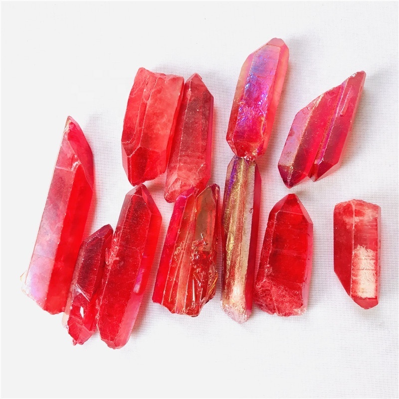 Wholesale Angel Aura Quartz Crystal tower  Aura red single crystal Point wand for decoration