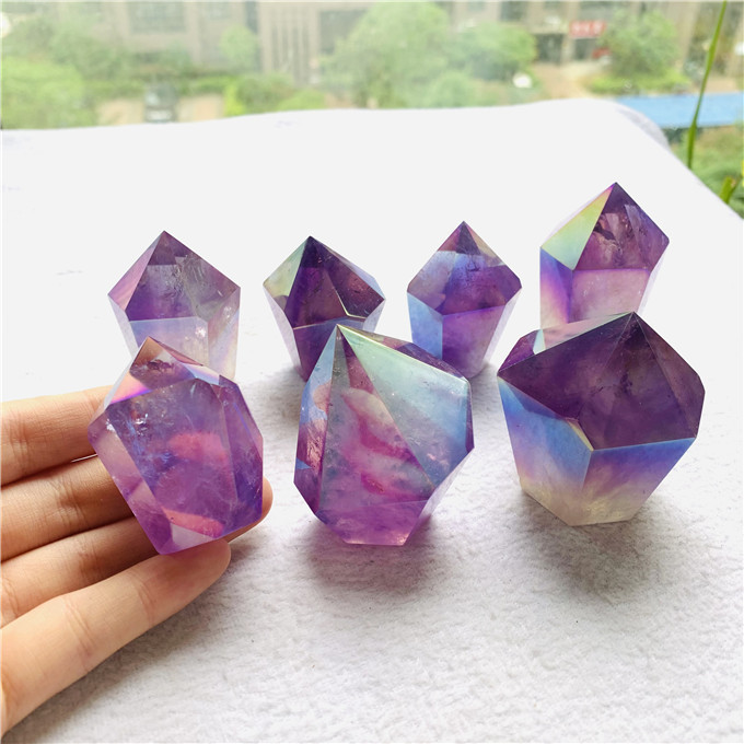 High Quality Angel Aqua Aura Amethyst Obelisk Natural Amethyst Tower Crystal Quartz Point