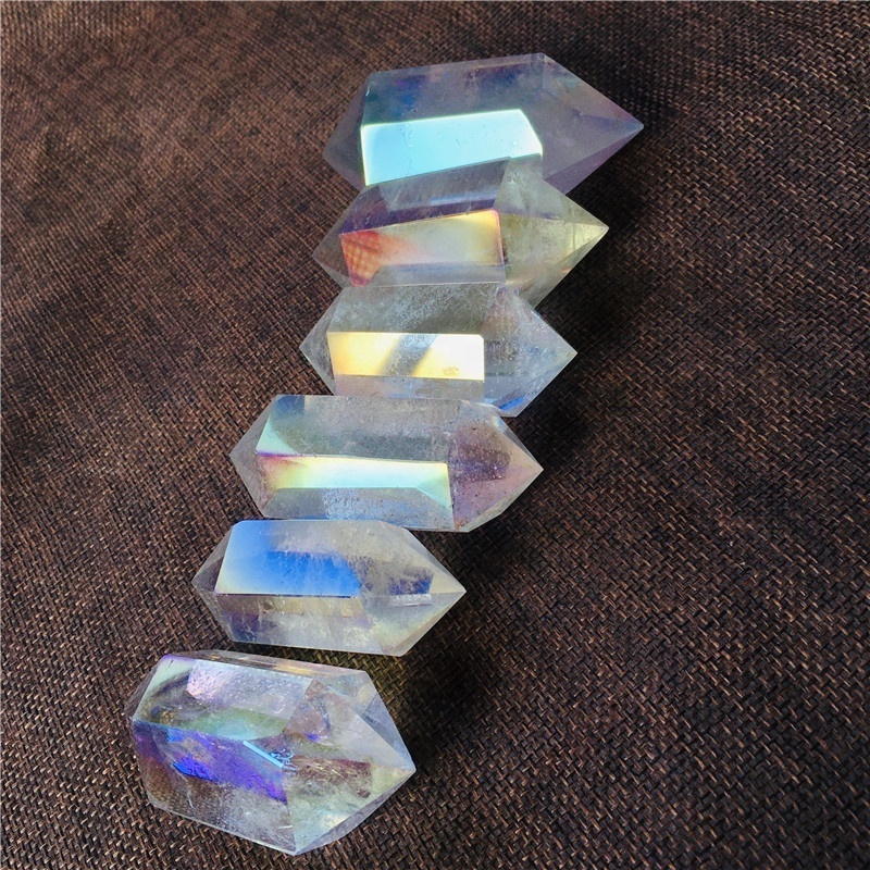 Natural Crystal Gemstone Wand Tower double Terminated aura Clear Quartz Crystal Point