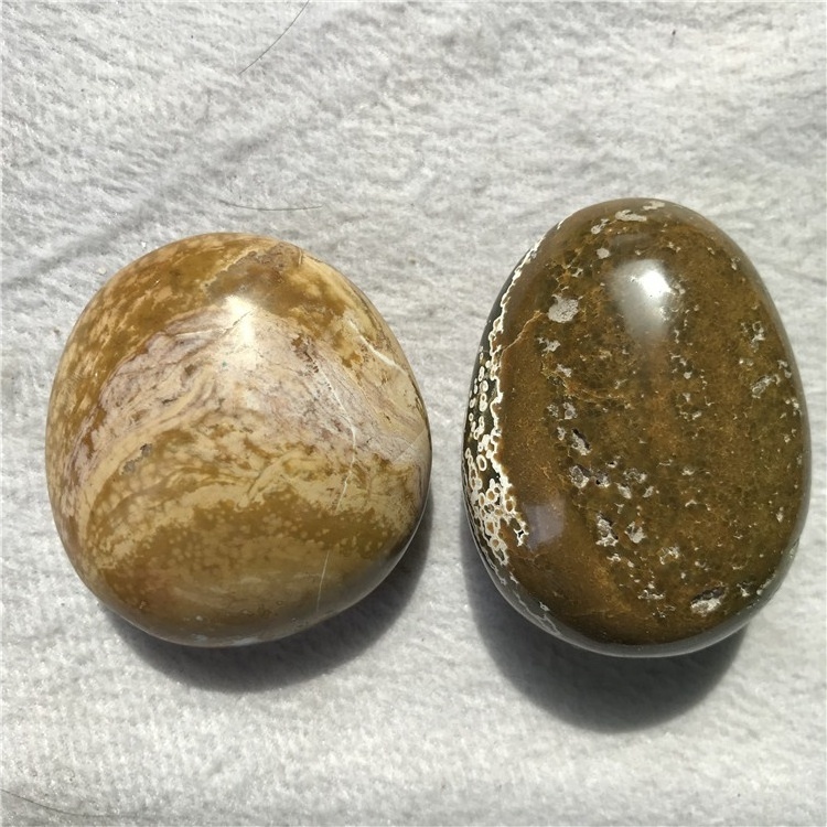 Wholesale Natural crystal stone oval ocean jasper crystal palm stone for sale