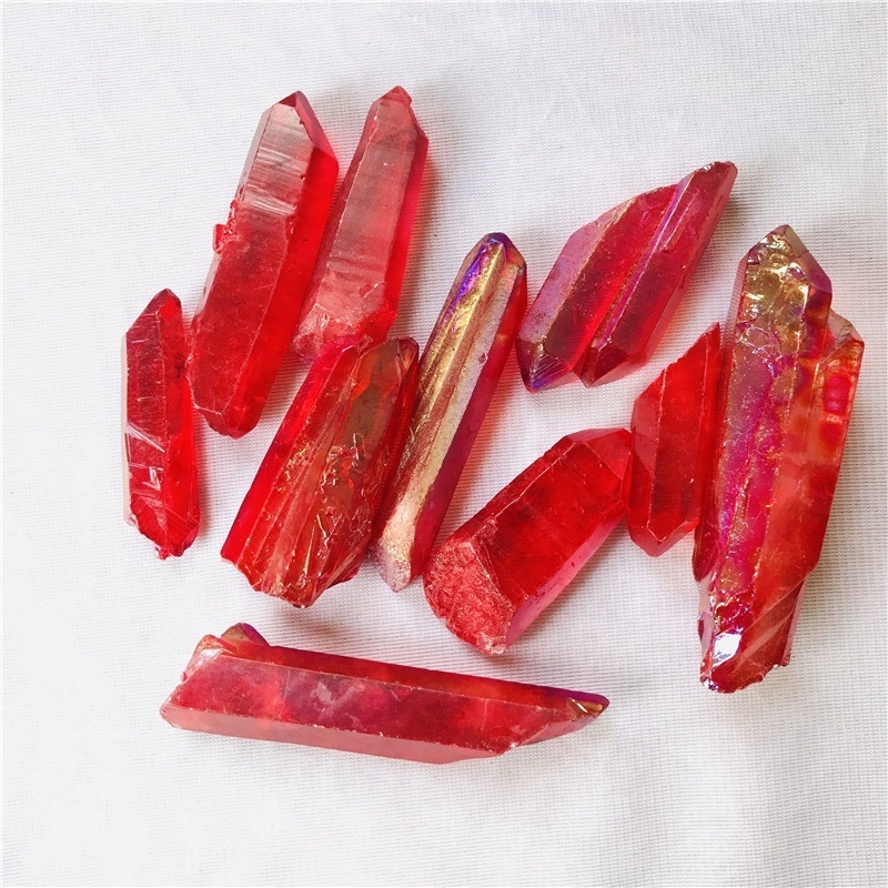 Wholesale Angel Aura Quartz Crystal tower  Aura red single crystal Point wand for decoration