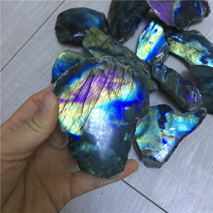 Wholesale Natural rough labradorite stone slab raw gemstone crystal slices