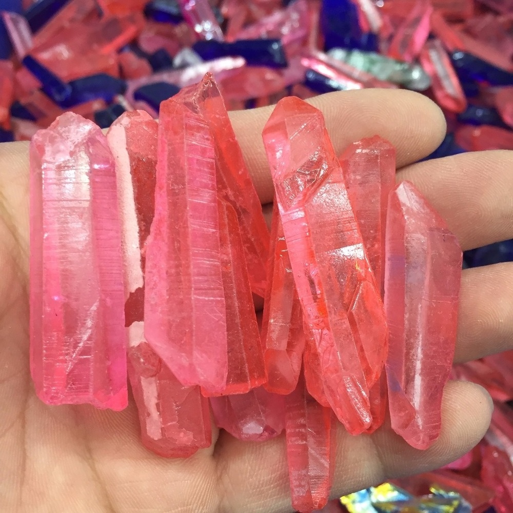 Wholesale Angel Aura Quartz Crystal tower  Aura red single crystal Point wand for decoration