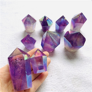 High Quality Angel Aqua Aura Amethyst Obelisk Natural Amethyst Tower Crystal Quartz Point