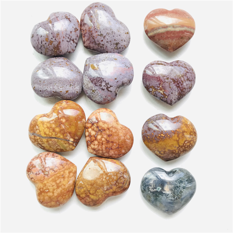 wholesale natural small size crystal heart ocean jasper hearts for decoration souvenir