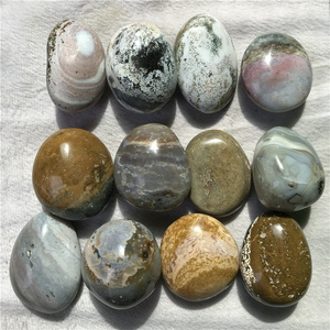 Wholesale Natural crystal stone oval ocean jasper crystal palm stone for sale